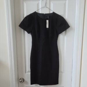J. Crew Classic Black Short Sleeve Dress With Topstiching 4P NWT